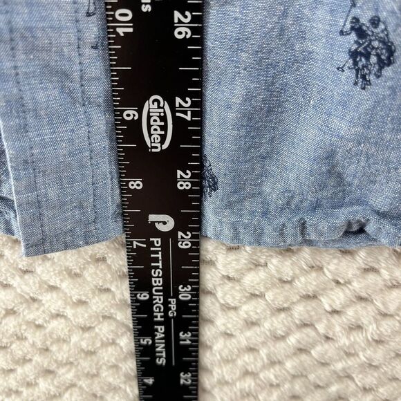 U.S. Polo Assn. Button Down‎ Shirt Pony Print Short Sleeve Light Blue L - Picture 4 of 7